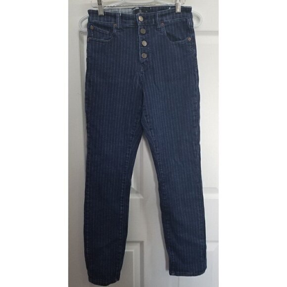 Volcom Pinstriped Button Fly Jeans Size 28 Skinny High Rise - Picture 1 of 8